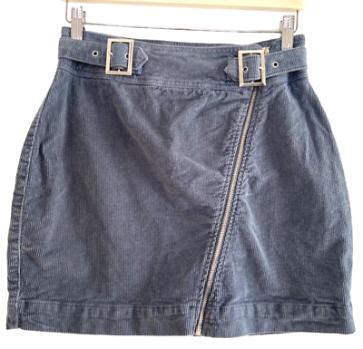 #ad #ad Urban Outfitters Corduroy Moto Skirt Size M High Waist Mini Gray Blue Zipper $11.88