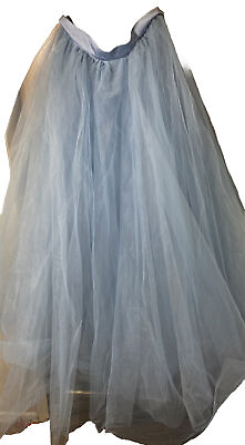 #ad Tulle Skirt 7 Layers tulle Satin Lining Powder Blue Hand Made 36” Long 32”waist $22.00
