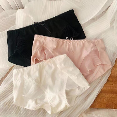 #ad New Sweet Girls Briefs Mid Waist Bodycon Underpants Underwear Student Panties $12.08