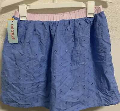 #ad ⚡️Cat amp; Jack Girl#x27;s Easygoing Blue Floral Eyelet Reversible Skirt XL 14 16 $16.99