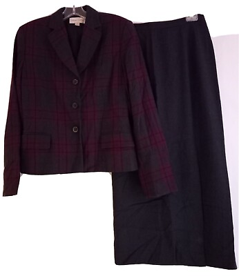 #ad DISTINGUISH CASUAL CORNER 2 PCS Women#x27;s Skirt Suit Fuchsia amp; Smoke Gray Size 8 $49.99