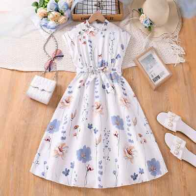 #ad Kids Casual Dress for Girls Clothes Summer New Children Fashion Floral Print $33.00