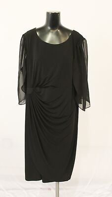 #ad #ad Connected Women#x27;s Plus Lisette Chiffon Sleeve Little Dress LB3 Black Size 22W $13.74