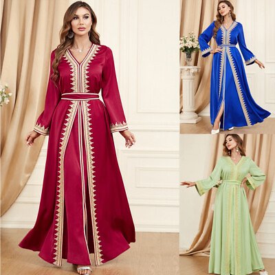 #ad #ad 2pcs Kaftan Women Maxi Dress Sets Islamic Turkey Evening Abaya Caftan Long Robes C $80.61