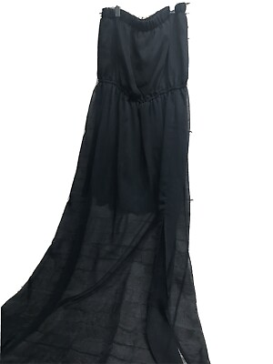 #ad Swank Womens Halter Dress SIze Large Sheer Black Long Maxi Dress $18.03