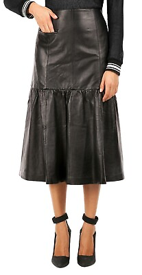#ad New Genuine Leather Skirt Women High Waist Midi Length Skirt Made To Measure $143.10