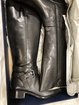 #ad COLE HAAN Womens Boots Black Leather 7.5B NEW WITH BOX Briarcliff $328 $50.00