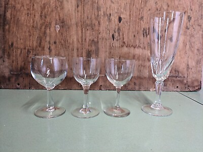 #ad 4 x vintage short stemmed mixed glass shot Glasses Retro Cocktail Design GBP 6.65