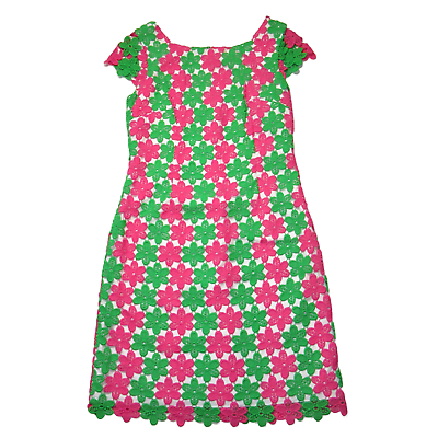 NWT Lilly Pulitzer Barbara in New Green Two Tone Truly Petal Lace Dress 4 $358 $92.00