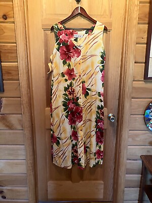 #ad NWT Women#x27;s Jams World Sleeveless Floral Print Rayon Summer Dress XL $52.00