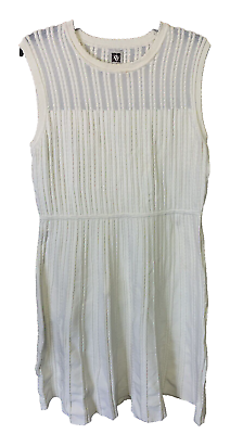 #ad Anne Klein Knit Boho Dress XL Ex Large Sleeveles Cream Crochet Knit Summer Dress $12.68