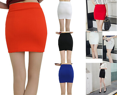 Women#x27;s Lady Basic Mid Waist Pencil Mini Pleated Skirt Stretch Office Bodycon $7.99
