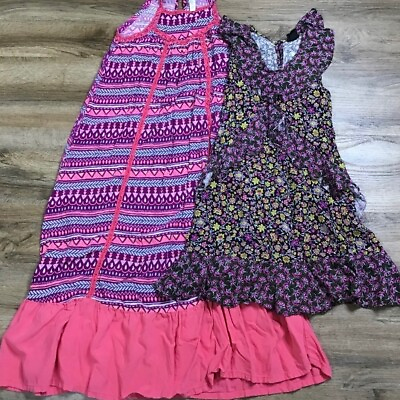 #ad Girls Dresses Size 7 8 Lot of 2 Boho Tribal Floral Print Summer Sun Beach $16.85