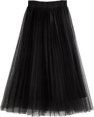 #ad WDIRARA Girl#x27;s Mesh Pleated Skirt Elastic High Waist Skater Aline Long Skirts $158.36