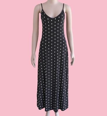 #ad Floral Summer Maxi Dress Size Medium Long Black Tank Dress Sleeveless Boho Dress $39.00