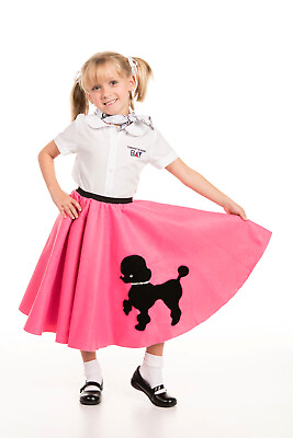 #ad Youth Poodle Skirt Hot Pink with Scarf with Musical note printed Scarf $16.99