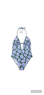 #ad VS Triangle strappy Cutout Plunge one piece swimsuit M Ginger floral $39.99