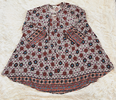 #ad Umgee Womens Dress Small Multicolor Western Boho Peasant Coastal Cowgirl 15712 $21.59