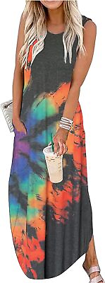 #ad CHUNTIANRAN Women#x27;s Summer Maxi Dress Casual Loose Sundress Long Dress Sleeveles $68.07