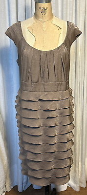 #ad Dress barn Womens Beige Shimmer Layered Petal Cocktail Event Dress Sz 16 Used $27.95