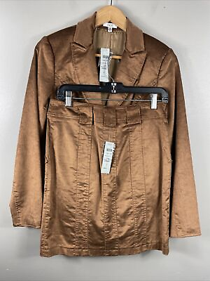 NWT: Cache Blazer amp; Skirt Set Womens 4 Cocoa Brown Corduroy 2 Button MSRP $276 $53.30