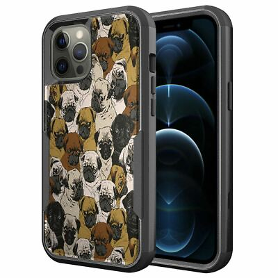Pug Cute Dogs Case for iPhone 13 Pro Max 6.7inch 2021 High Impact Hybrid Cover $14.95
