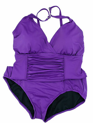 #ad Swim Solutions Swimsuit Bikini 1 Piece Size 14 Up To D Cup Purple Wine NWT NC35 $73.82