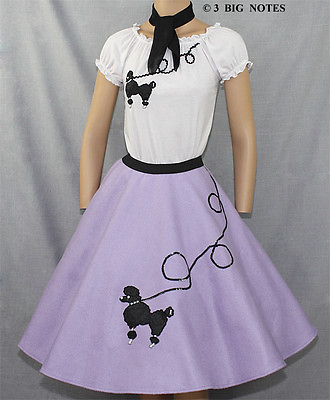 #ad 3 Pc Lavender Poodle Skirt Outfit Adult Size MEDIUM Waist 30quot; 37quot; $53.95