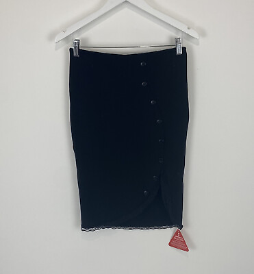 #ad Joe Browns Pencil Skirt Black Button Front Lace Trim Sz 8 UK Ladies GBP 14.99