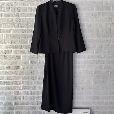 #ad #ad KAREN MILLER New York Black Widow Spray Sequin Bling Maxi Dress Suit 12 ❤️kwh2j $99.00