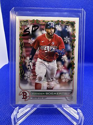 Xander Bogaerts 2022 Topps Holiday Photo Variation Christmas Sleeve SP Red Sox $2.39