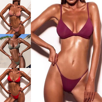 #ad 2PCS SET Women Bikini Push Up Padded Bra Swimsuit Beach Swimwear Bathing Suit GBP 4.19