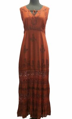 Red Long Women#x27;s Dress Empire Waist Hippie Boho Summer Casual Sundress $44.99