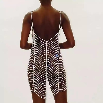 #ad Sexy Crystal Body Chain Full Body Necklace Bling Rhinestone Bikini Body Jewelry $103.76