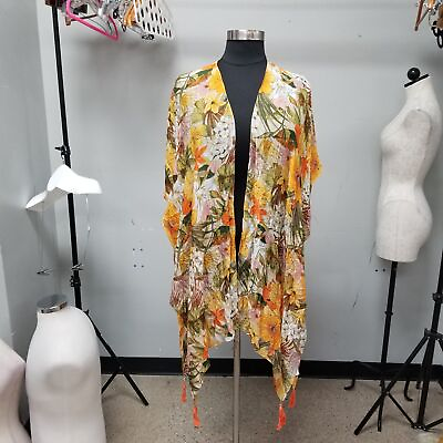 #ad Ruggine Kimono One Size Boho Floral Long India Hippie Women#x27;s Summer Beach Cover $9.00