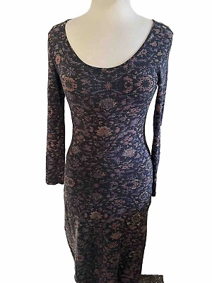 #ad Peruvian Connection Women#x27;s Long Sleeve Bodycon Maxi Floral Maxi Dress Size XS $41.65