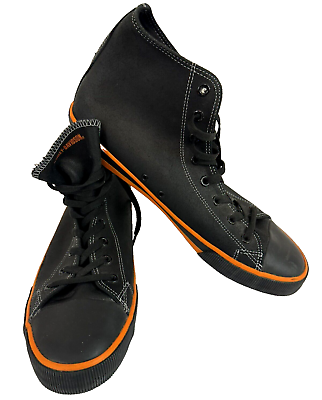 #ad Harley Davidson Nathan D93816 Black Orange Leather High Top Sneakers Shoes Sz 13 $29.99