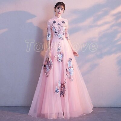 #ad Women Evening Dress Banquet Elegant Long Style Party Sweet Mesh Ball Gown $62.87