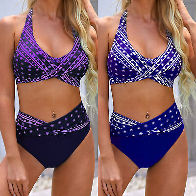 #ad 2 Pcs set Bikini Set Breathable Durable Soft Swimwear Set Padded $14.91