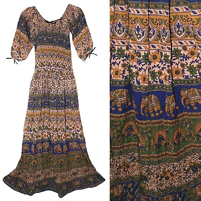 One Size Indian Dress For Women Hippie Vestir Retro Gypsy Ethnic Boho Bohemian $22.29