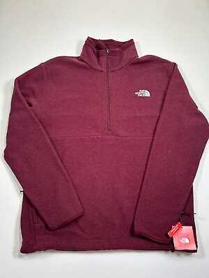 #ad The North Face Jacket Mens Large Red 1 2 Zip Fleece Pullover Sweater Logo NWT $49.99