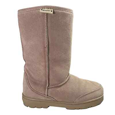 #ad BEARPAW Boots Womens 9 Suede Shearling Lined Rubber Sole Natural Color $26.73