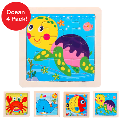 #ad Cute Ocean Puzzles for Kids Brand New 4 Pack Educational Jigsaw Set 1 5 y o $10.99