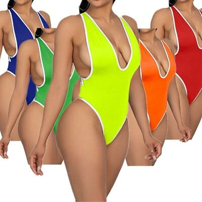 #ad Women One Piece Swimsuit Sexy Bikini High Cut Thong Leotard Monokini Swimwear $6.99