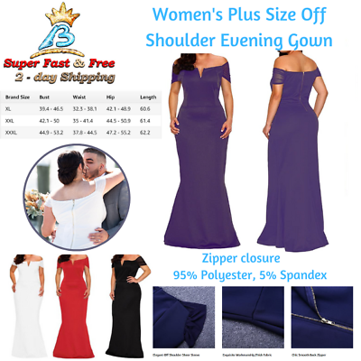 Plus Size Off Shoulder Maxi Dress Evening Gowns Long Formal Elegant Dresses $64.28