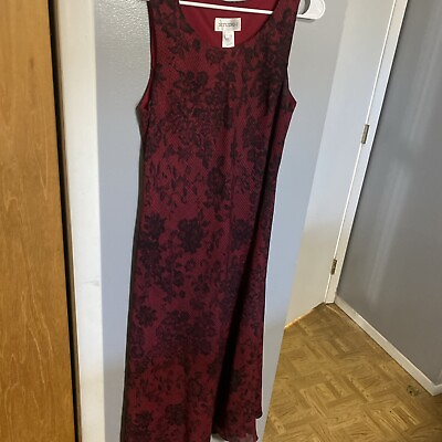 #ad STUDIO I Tank Red Black Maxi Dress Floral Size 14 Women#x27;s $11.99