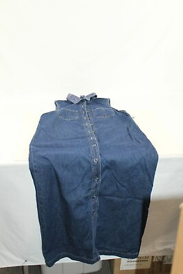 #ad Dress Dark Blue Denim Sleeveless Long Dress Button Down Front Collared Size 8 $13.28