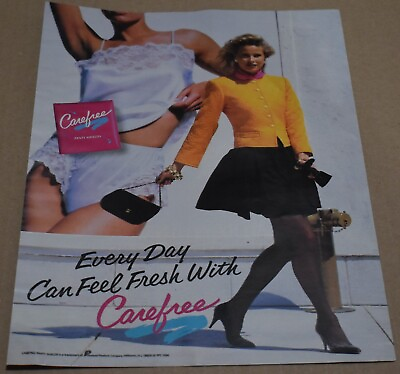 1988 Print Ad Carefree panty shields Lady Skirt Heels Fashion Style Pinup beauty $14.98