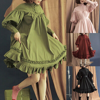 #ad Lace Gothic Ruffle Dress Women Vintage Lolita Dress Japanese Cute Cute Dresses $22.37