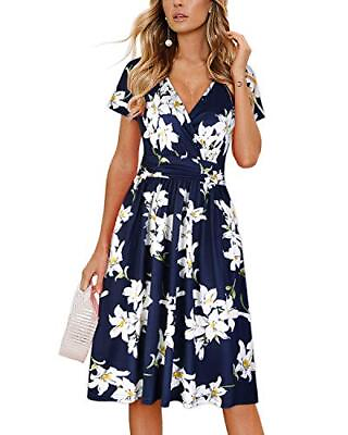 #ad Women#x27;s Summer V Neck Floral Short Party Dress X Large Short Sleeve Floral01 $31.93